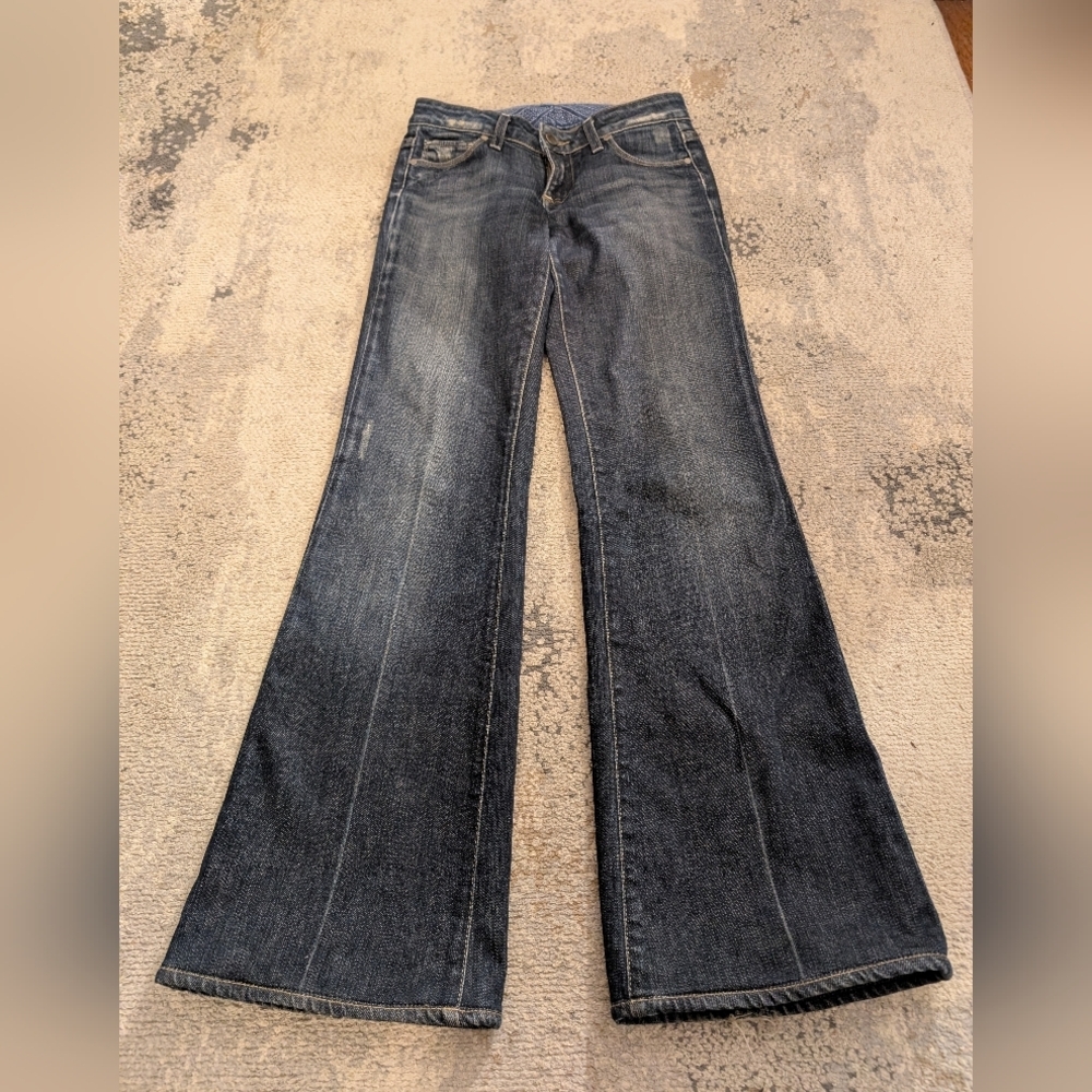 Paige Robertson Flare Leg Jeans in Dark Wash